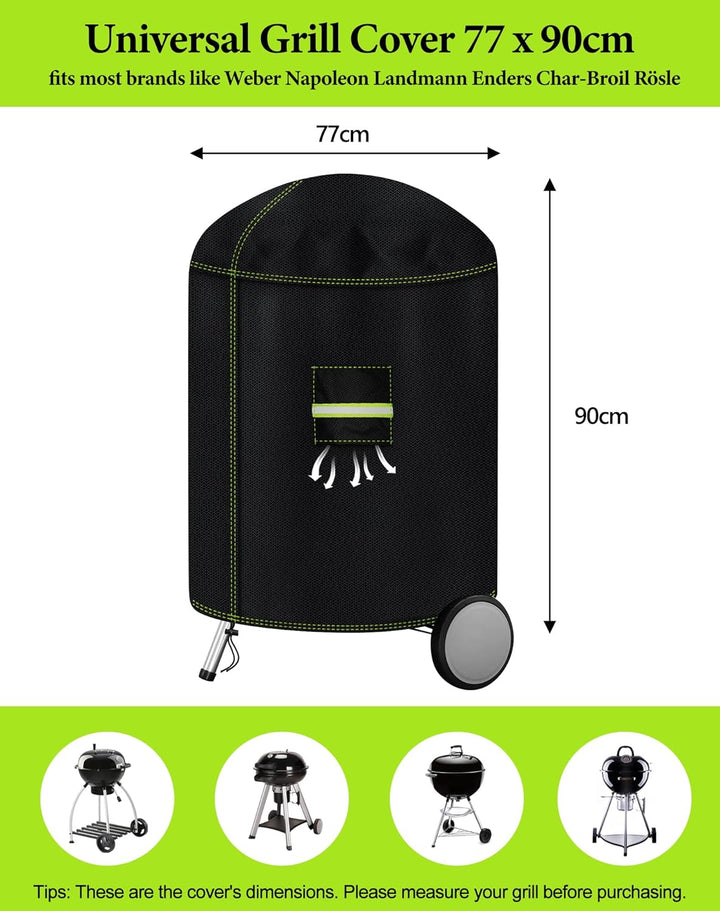 VDISRR Kugelgrill Abdeckung, 600D Oxford Heavy Duty Grillabdeckung für Weber Kugelgrill 57 cm, Grill