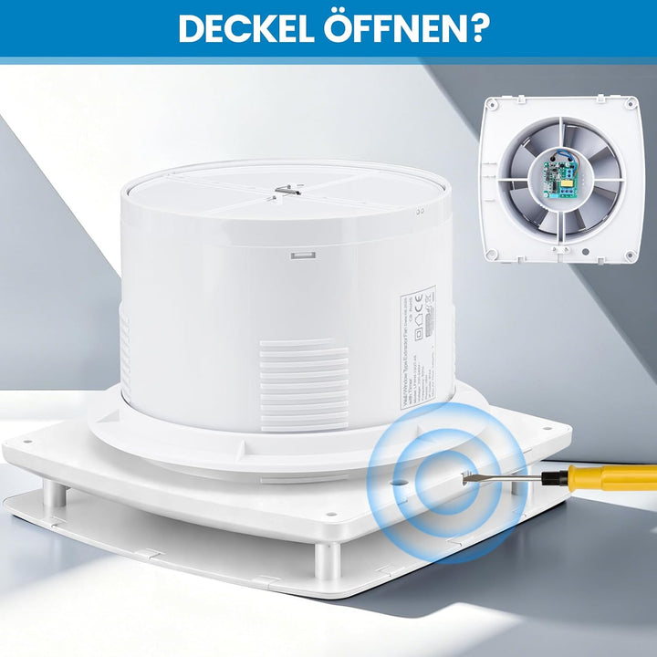 XIIW Badlüfter Ø100mm Weiss Abluftventilator mit Nachlauf und Rückstauklappe 95m³/h, 12 Watt / 34dB