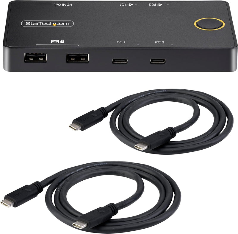 StarTech.com 2-Port USB-C KVM-Switch, EIN 4K 60Hz HDMI Monitor, 100W Power Delivery Pass-Through für