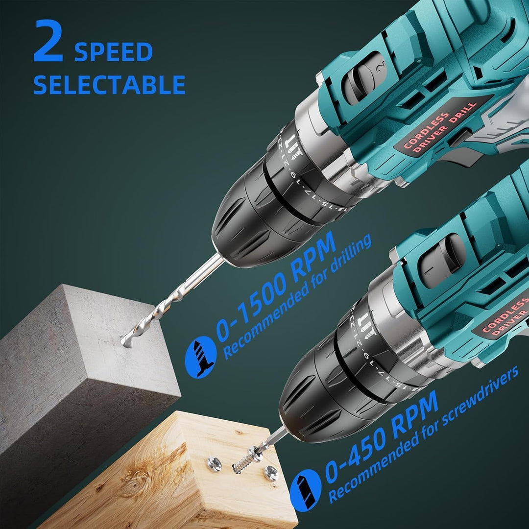 12V Akkuschrauber Set für Einsteiger & Frauen, 25 Nm Drehmoment, 2×2000mAh Akku, 25+3 Drehmomentstuf