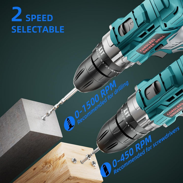12V Akkuschrauber Set für Einsteiger & Frauen, 25 Nm Drehmoment, 2×2000mAh Akku, 25+3 Drehmomentstuf