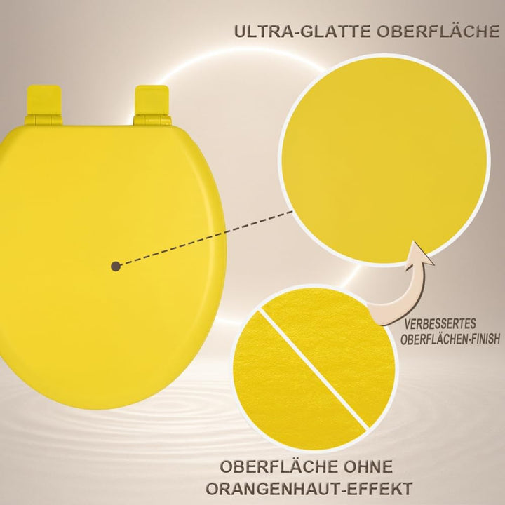 WC-Sitz Holzkern, Ｍatt – Soft-Touch &amp; ultraglatt (ohne Orangenhaut), Absenkautomatik &amp; Schnellversch