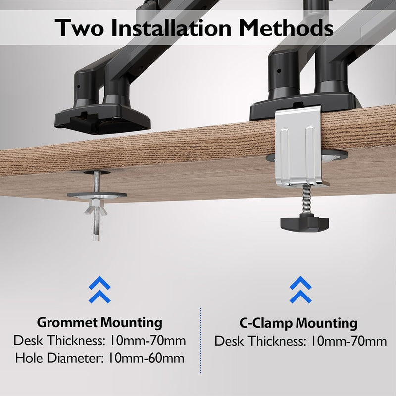 BONTEC Monitor Halterung 2 Monitore für 13-32 Zoll Bildschirme, Ergonomischer Gasfederarmständer Häl