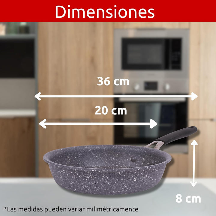 Lagostina Tempra Mineral Antihaft-Pfanne aus Stahl und Aluminium mit Mineralien-Beschichtung + Ø 20
