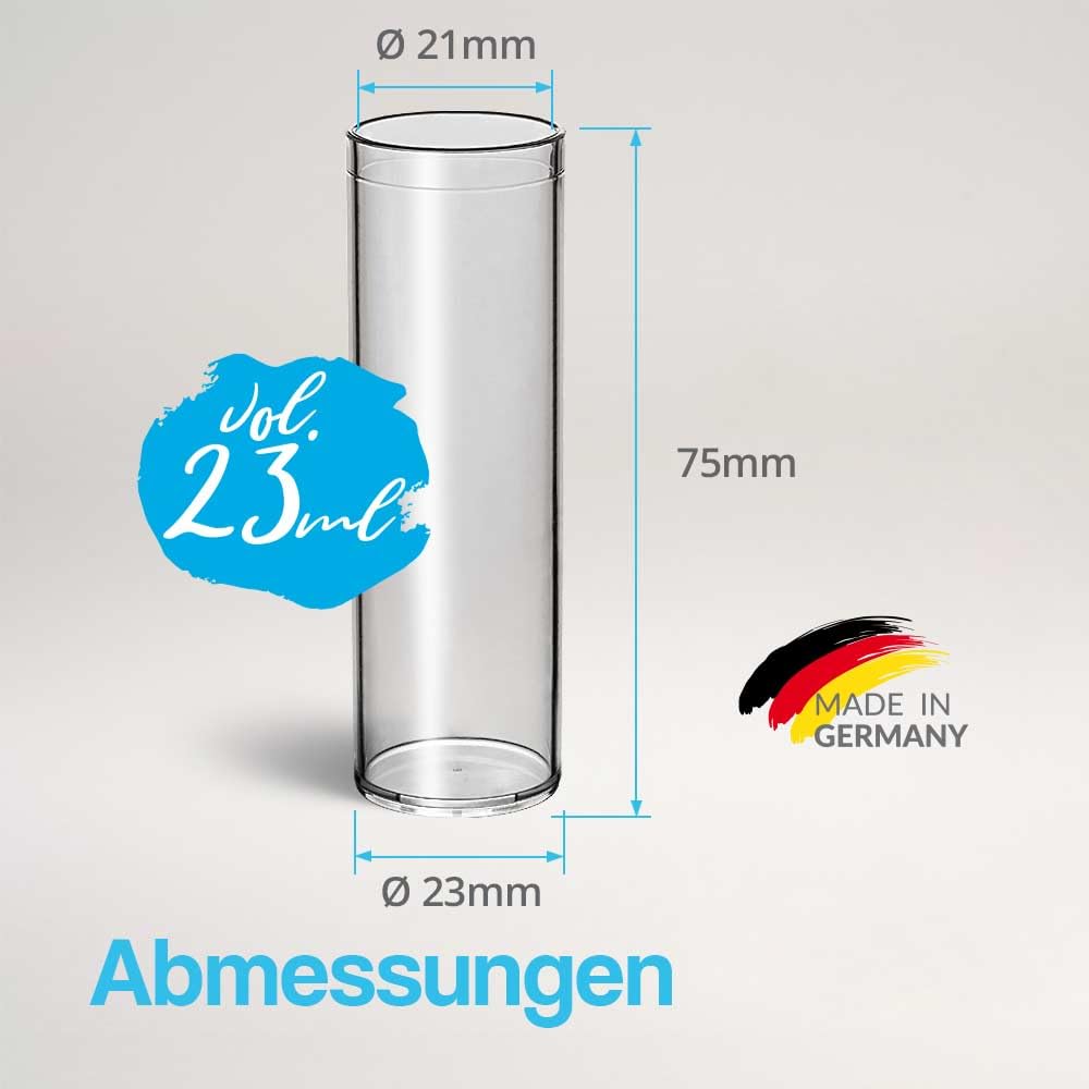 Tuuters 100x Kunststoff Reagenzgläser mit Korken, Kunststoffröhrchen (75 x Ø23, Naturkorken hellbrau