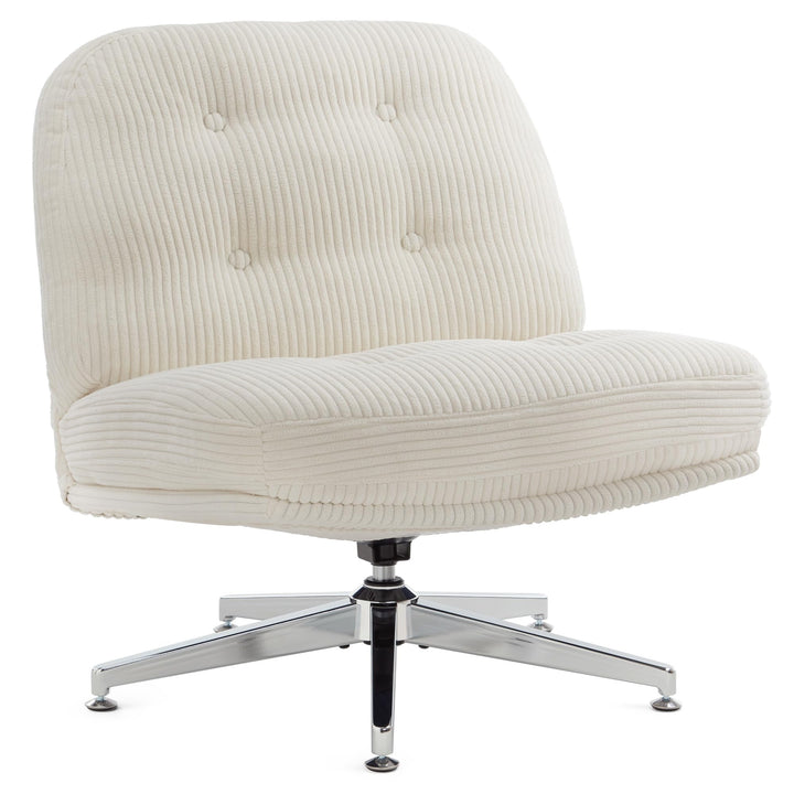 IWMH Bürostuhl ohne Armlehne, Sessel Wohnzimmer mit gekreuzten Beinen, Ergonomischer Drehstuhl mit E