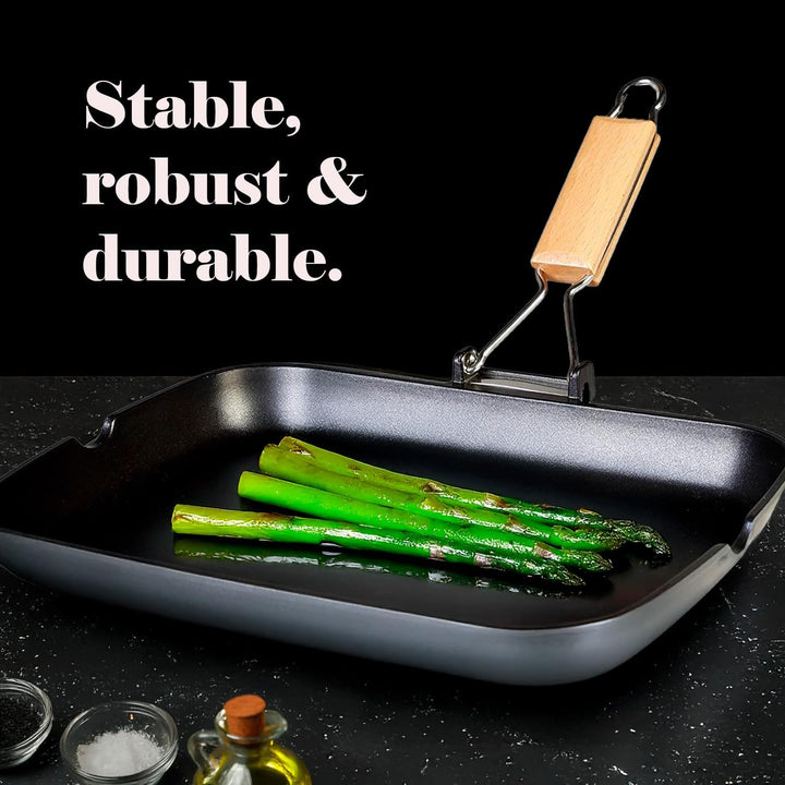 WECOOK! Ecostone Grillpfann Induktion Gewellt, 34 x 24 cm, Antihaftbeschichtung ILAG Ökologisch PFOA