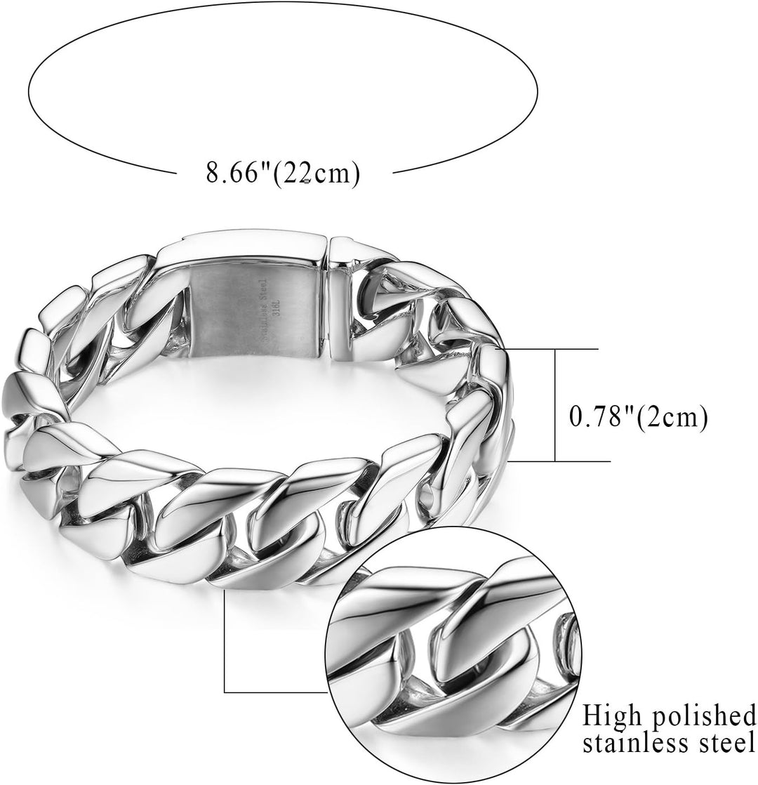 JewelryWe Personalisiert Armband Herren Panzerkette: Edelstahl Gross Schwer Biker Kettenarmband Hoch