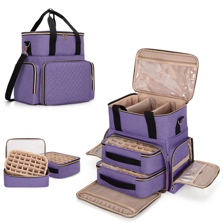 Luxja Nagellack Tasche, Nagellack Aufbewahrung Tasche für 70 Flaschen Nagellack und Nagellampe, Nage