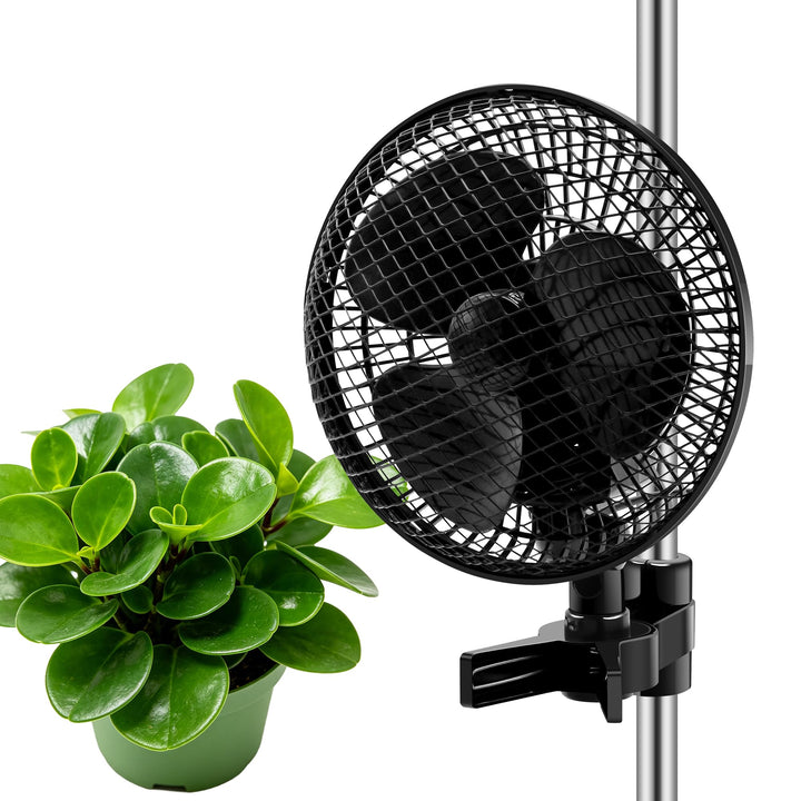 Oszillierender Grow Ventilator mit 2 Stufen, Clip Lüfter 20W | Stabiler Metallschutzgitter, Hitzebes