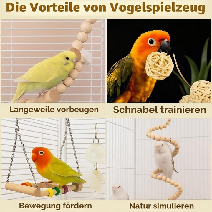 Vogel Spielzeug Käfig Papageien Spielzeug Natur 19 Stück Vogelspielzeug Hängend Vogel zubehör Hängem