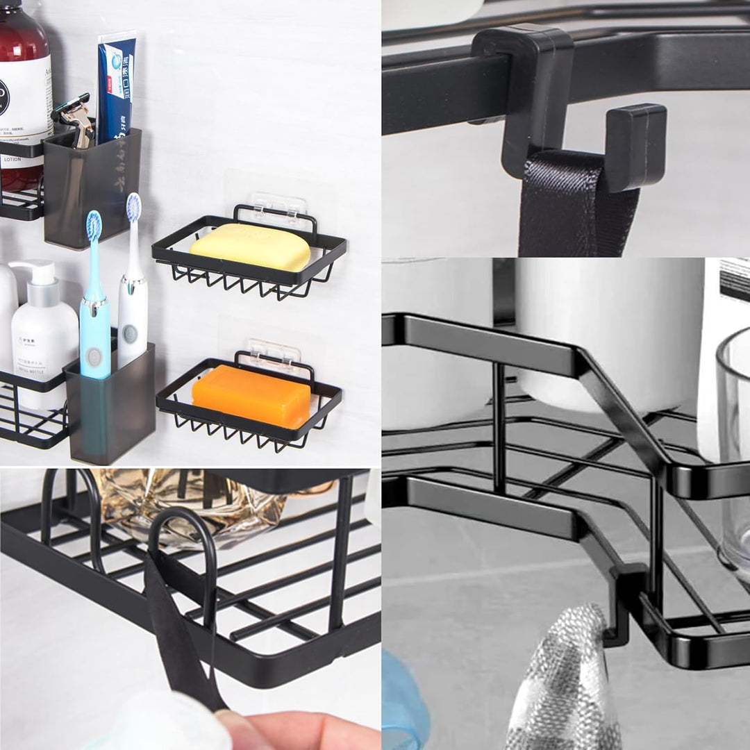 Duschablage Ohne Bohren, 5 Stück Badezimmer Organizer, Rostfreier Duschregal Ohne Bohren, Grosser Ka