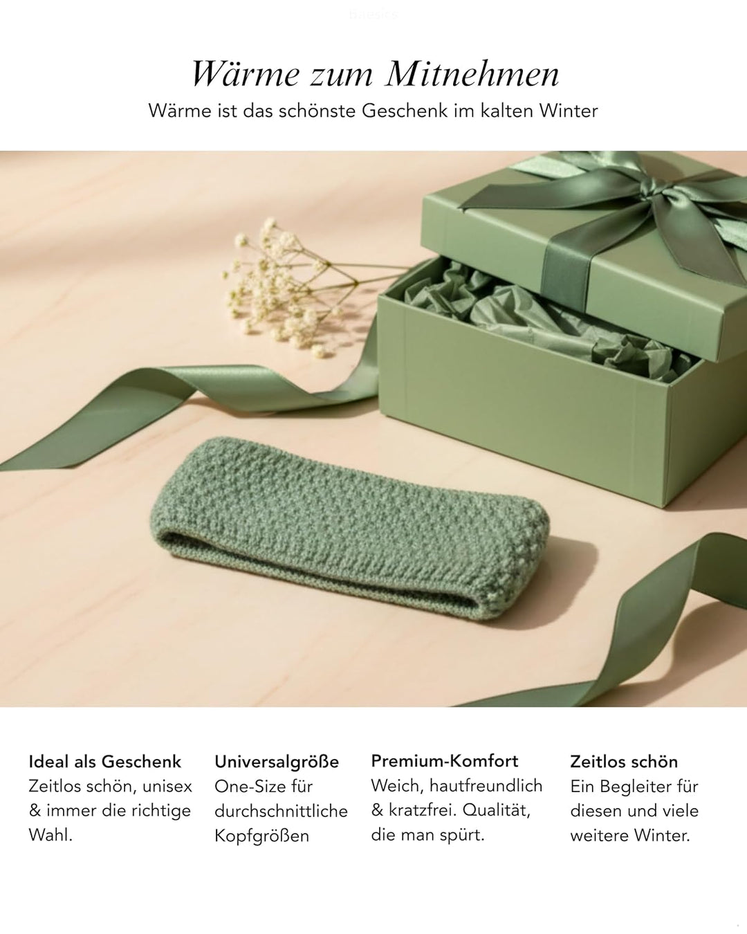 Baesics Stirnband Bordeaux für Damen & Herren – warme & elastische Unisex Ohrenwärmer mit Fleecefutt