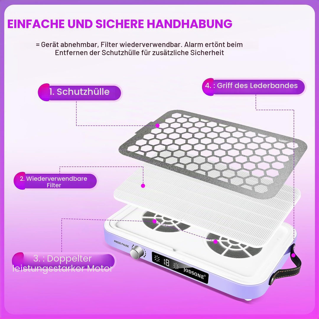 JODSONE Nagelstaubsammler Kompakter Staubsaugerlüfter Effizientes Staubentfernen Runder Nagelstaubfä
