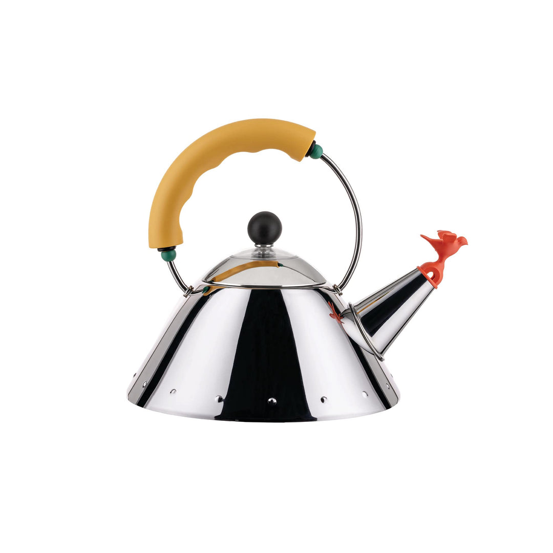 Alessi Kettle 9093/1 Y - Wasserkessel mit Magnetboden aus Edelstahl 18/10 Glänzend Poliert, für Indu