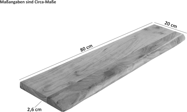 SAM Wandregal Amanda, Akazienholz massiv, eichefarben & lackiert, Holzregal/Steckboard mit Baumkante