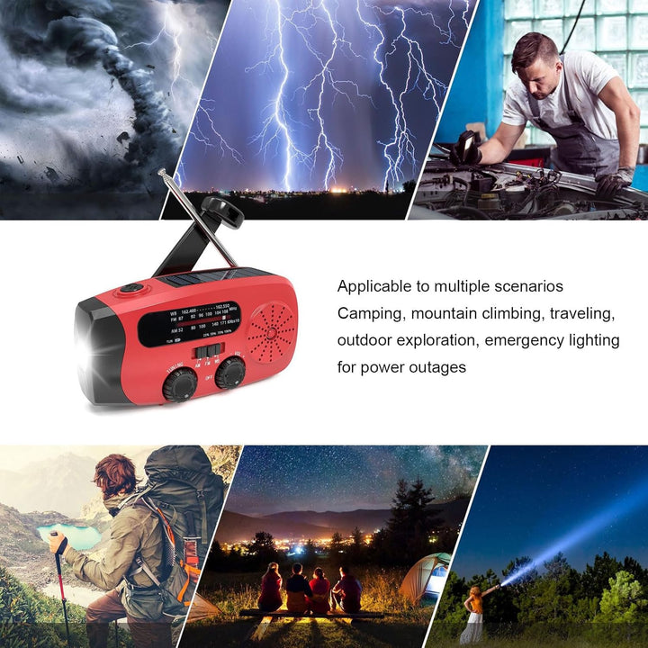 Bewinner Notfallkurbel Radio NOAA AM FM WB Wetteralarm, Solar Hand Crank Tragbares Radio mit LED -Ta