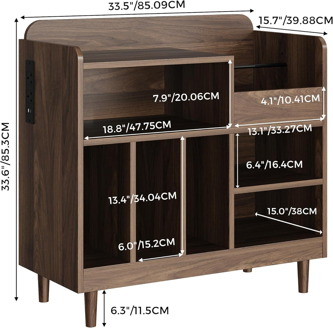 IRONCK Vinyl Plattenspieler Regal mit Ladestation, Schallplatten Aufbewahrung Schallplattenständer f