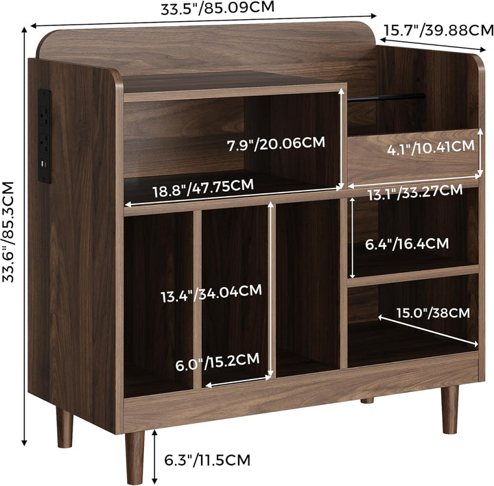 IRONCK Vinyl Plattenspieler Regal mit Ladestation, Schallplatten Aufbewahrung Schallplattenständer f