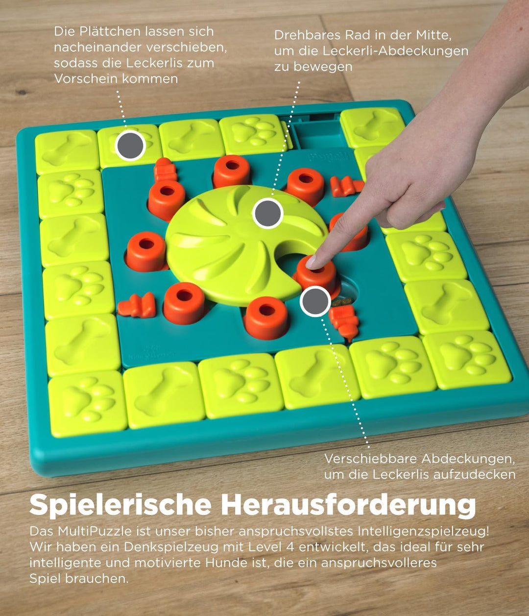 Outward Hound by Nina Ottosson Multipuzzle Level 4 Expert Dog Treat Puzzle for Enrichment, Blue, Mul