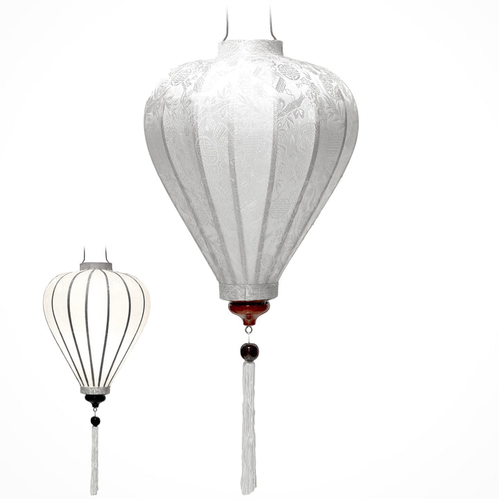 Lampion Asiatisch Hoi an Seide weiss M – Ø 29 cm – Kunsthandwerk aus Vietnam (REF. M20-B)
