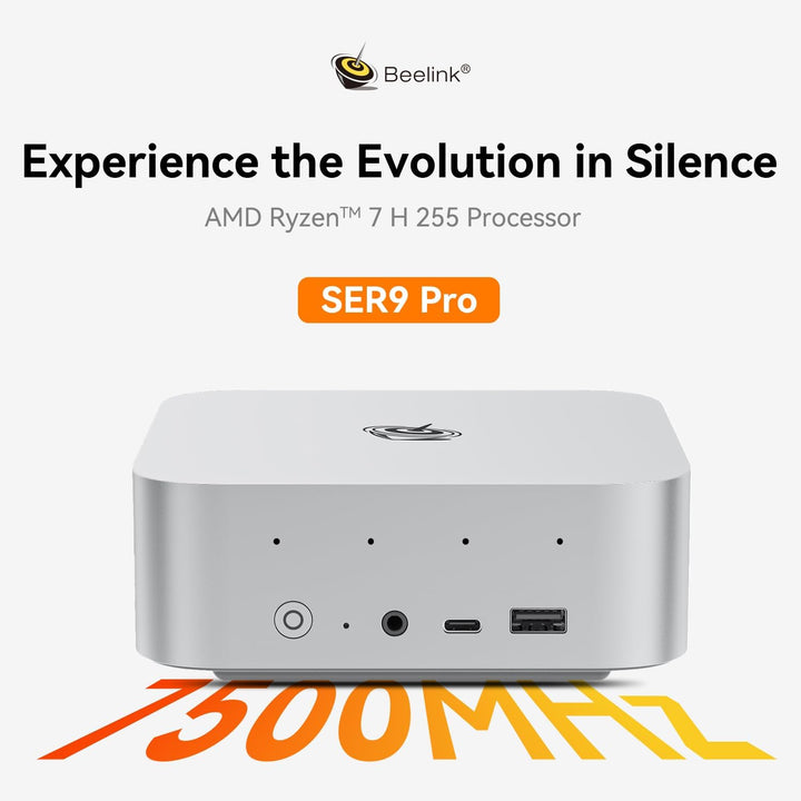 Beelink SER9 Pro Mini PC, AMD Ryzen 7 H 255(4nm, 8C/16T) bis zu 4.9GHz, 32G LPDDR5X 1TB M.2 PCIe4.0