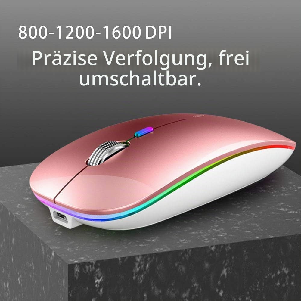 Uiosmuph Bluetooth Maus Kabellose, LED Funkmaus wiederaufladbar Leise Wireless Mouse 2.4GHz Kabellos