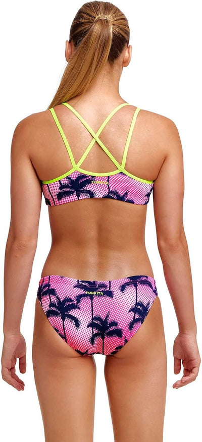 Funkita Schwimmbikini Girls Criss Cross Pop Palms - Mädchen Bikini für das Schwimmtraining 140 Mehrf
