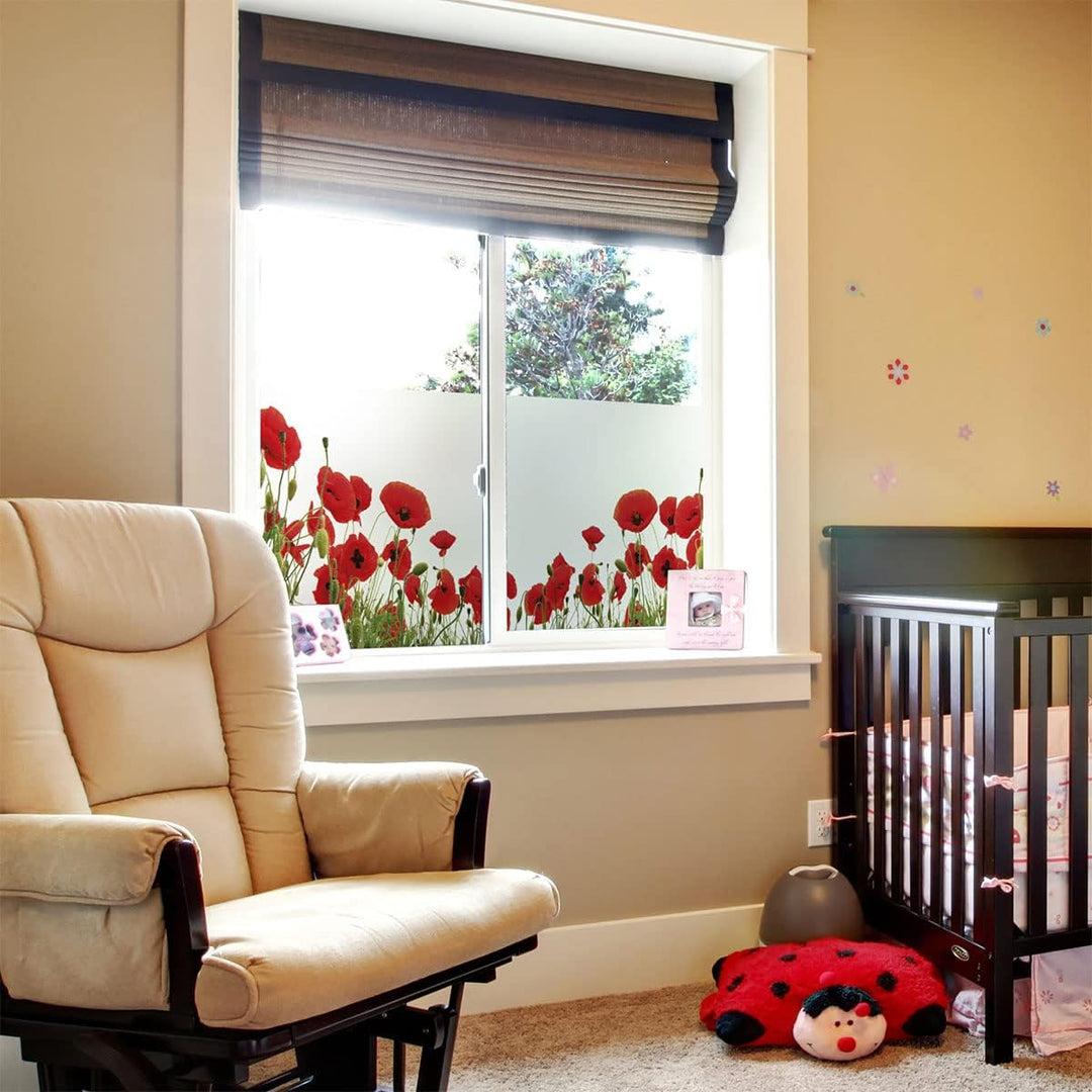 Fensterfolie, Blickdicht, Mohnblumen – Aufkleber für Fenster & Duschtür – 40 x 100 cm H40 x L100 cm