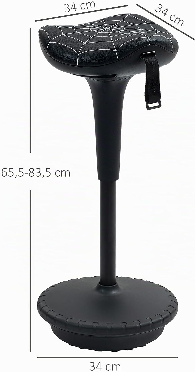Vinsetto Bürohocker mit Schwenkfunktion, ergonomischer Hocker, höhenverstellbar 65,5-83,5 cm Arbeits