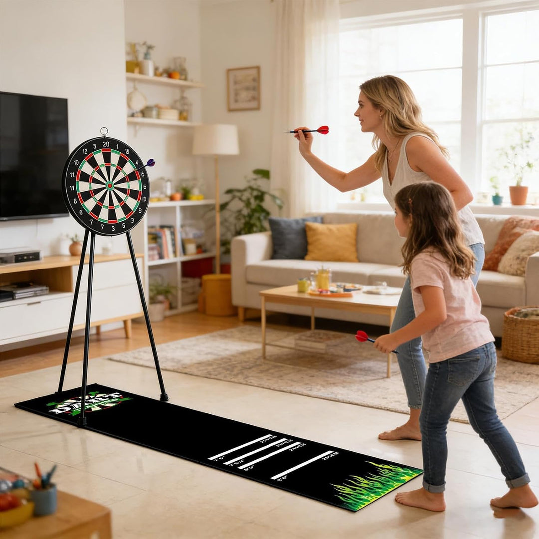 Generisch Dartscheiben Matte | 300x34cm Dartmatte für Boden | rutschfeste Gummis Dartteppich mit Abw