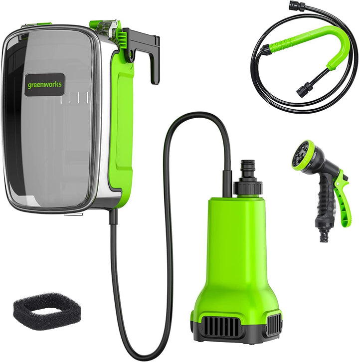 Greenworks 24V Tauchpumpe + Akku G24B2 + Akku-Ladegerät Tauchpumpe 1 Akku