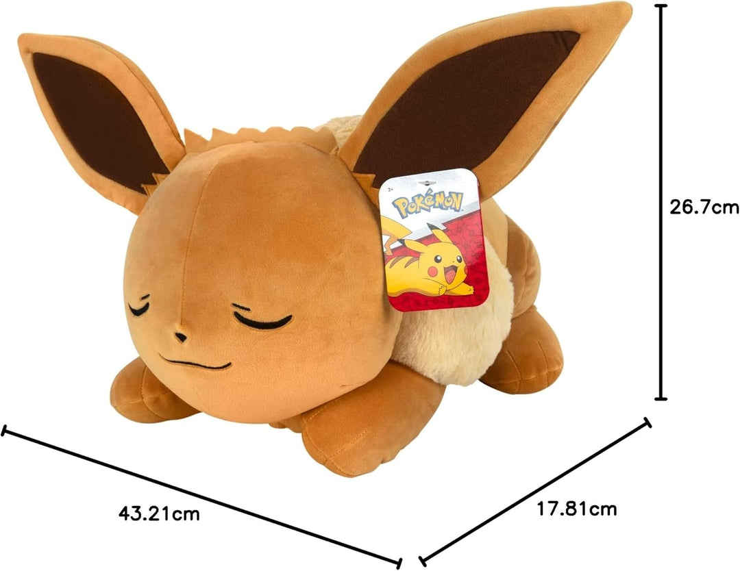 Pokémon PKW0222-45cm Schlafendes Plüsch - Evoli, offizielles Plüsch Mehrfarbig, Mehrfarbig