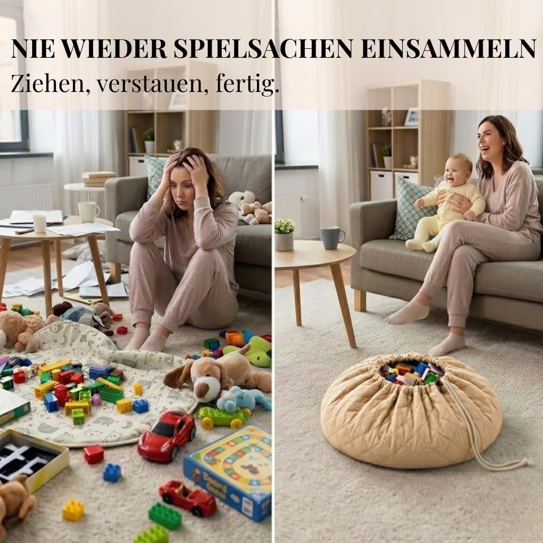 Baby Krabbeldecke Rund 110 cm – Extra Weich & Dick Gepolstert, Waschbar & Schadstofffrei, Spieldecke