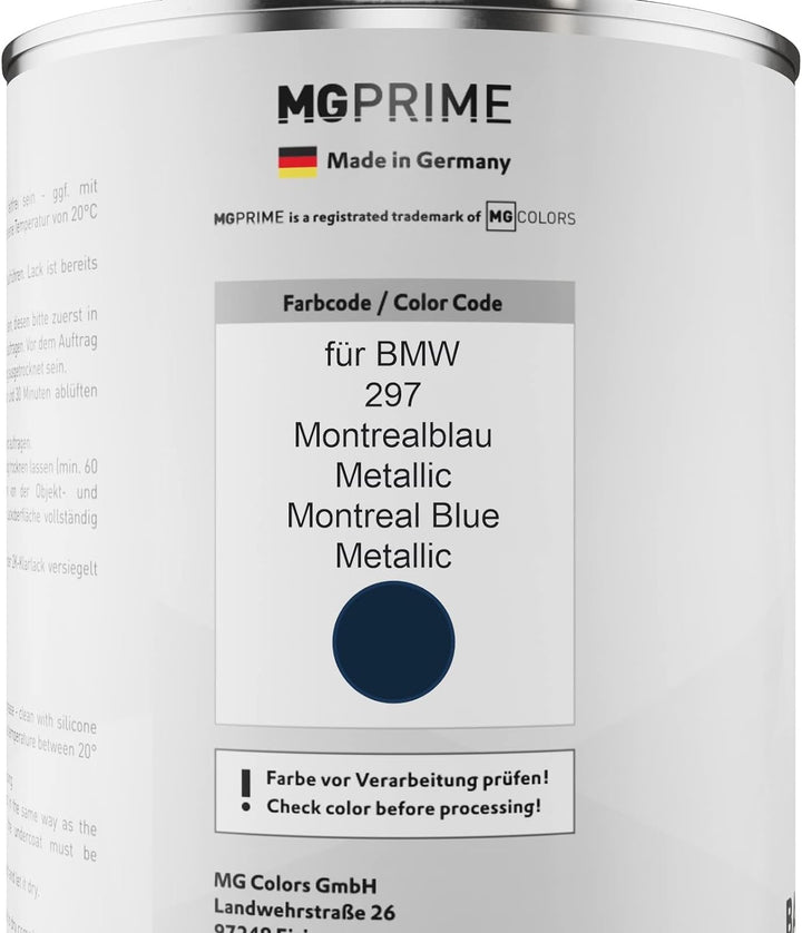 MG PRIME Autolack Dose Set für BMW 297 Montrealblau Metallic/Montreal Blue Metallic Basislack 2K Kla