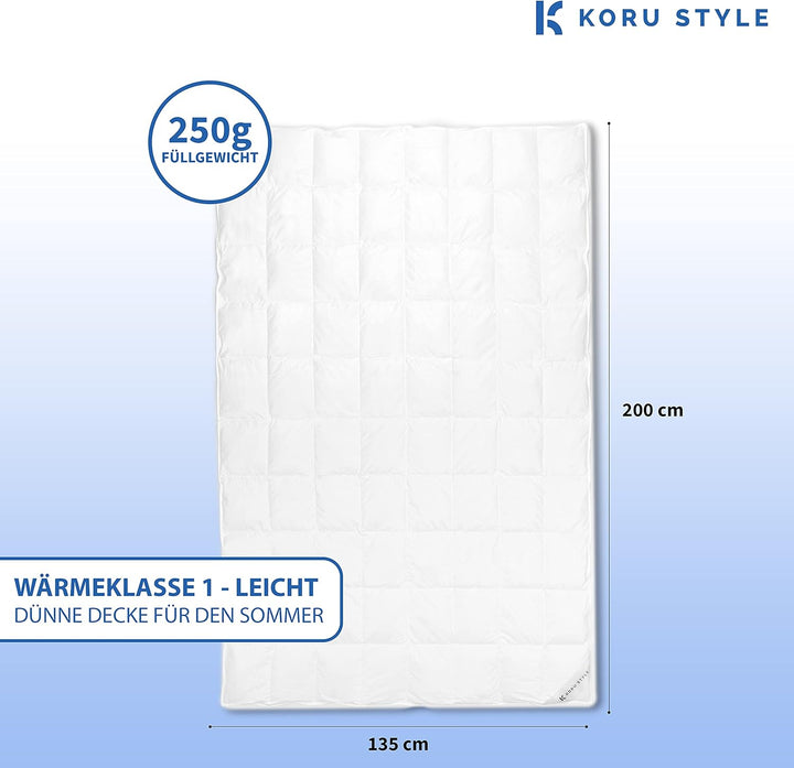 Koru Style Royal Daunen Bettdecke 135x200 cm – 90% Gänsedaunen / 10% Federn – leichte Sommerdecke 13