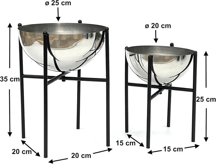 DanDiBo Blumenhocker Metall mit Topf Schwarz Silber 2er Set Blumenständer 96257 Blumensäule Modern P