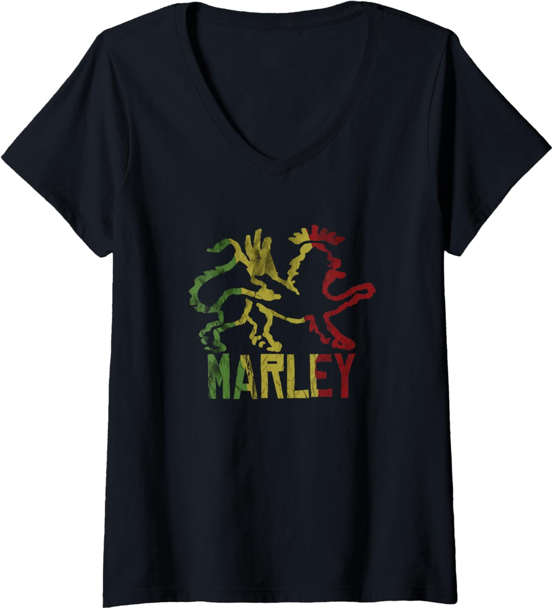 Ziggy Marley - Tuff Gong Official Merchandise - Rasta Lion T-Shirt mit V-Ausschnitt