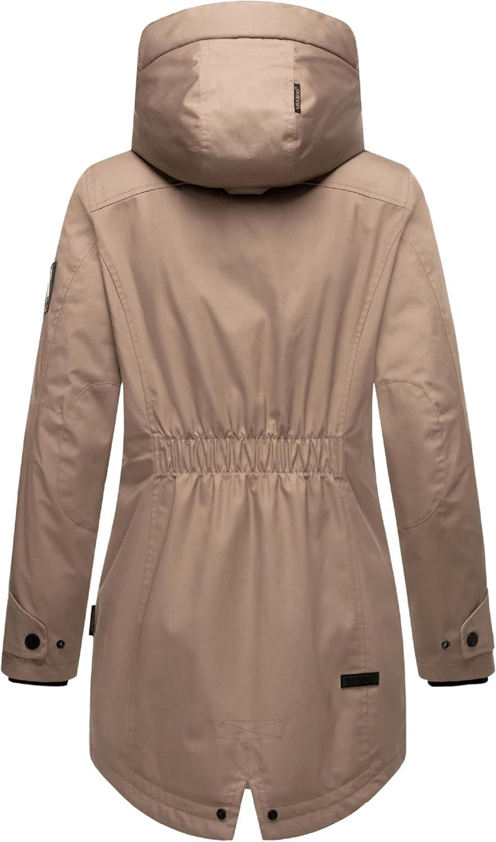 Navahoo Damen Übergangsjacke Warmer Kurzmantel Regenjacke mit Kapuze Brinjaa XS-XXL S Taupe Grey, S