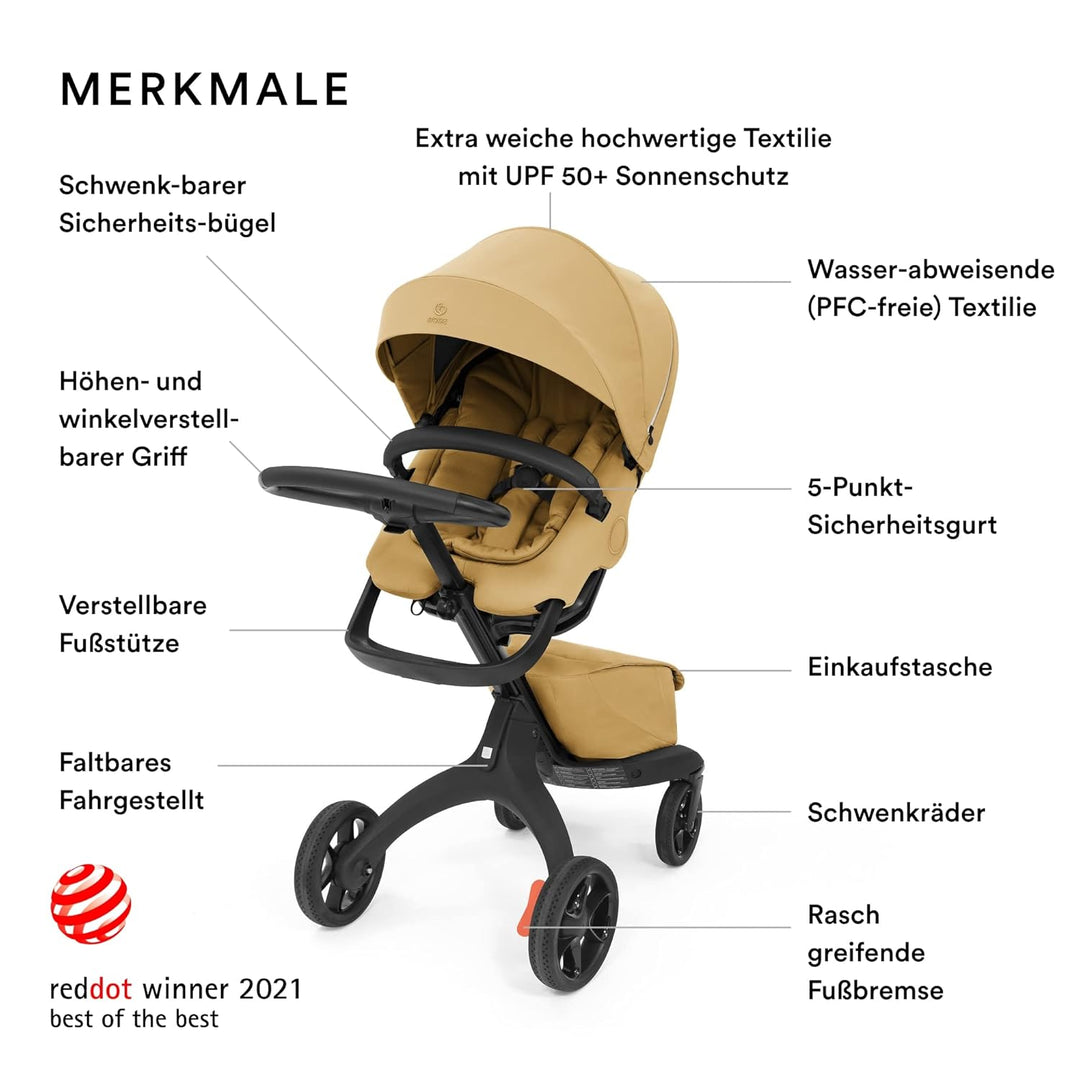Stokke Xplory X, Golden Yellow – Eleganter Kinderwagen – Anpassbarer Komfort für Baby & Eltern – Pol