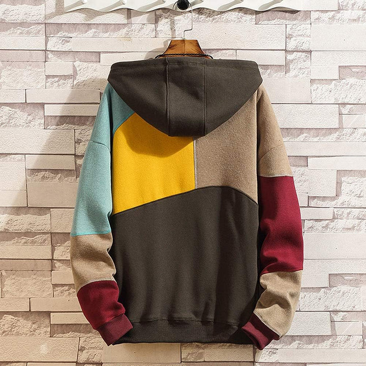 Hoodie Herren Kapuzenpullover Pullover，Herren Techwear Hip Hop Patchwork Unisex Streetwear Sweatshir