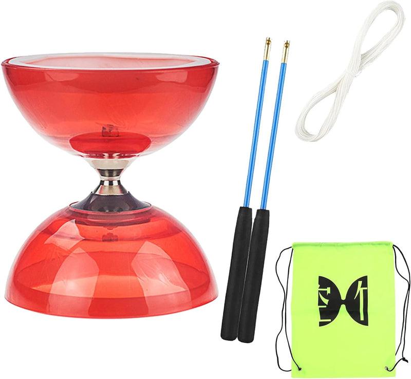 TopHomer Diabolo Freiläufer mit kugellager Dreifache Lagerung Jonglier-Set, 4 Farben Dreifach Gelage