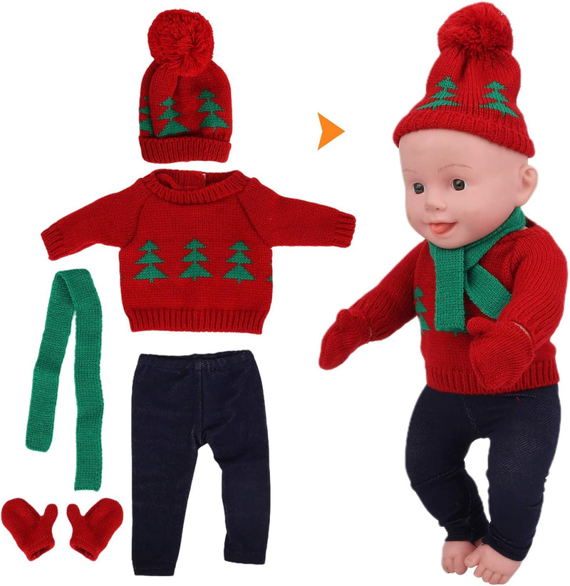 18 Zoll Puppenkleidung Weihnachtspuppenkleidung Weihnachtspuppenpullover Hosen Schal Set Mädchen Pup