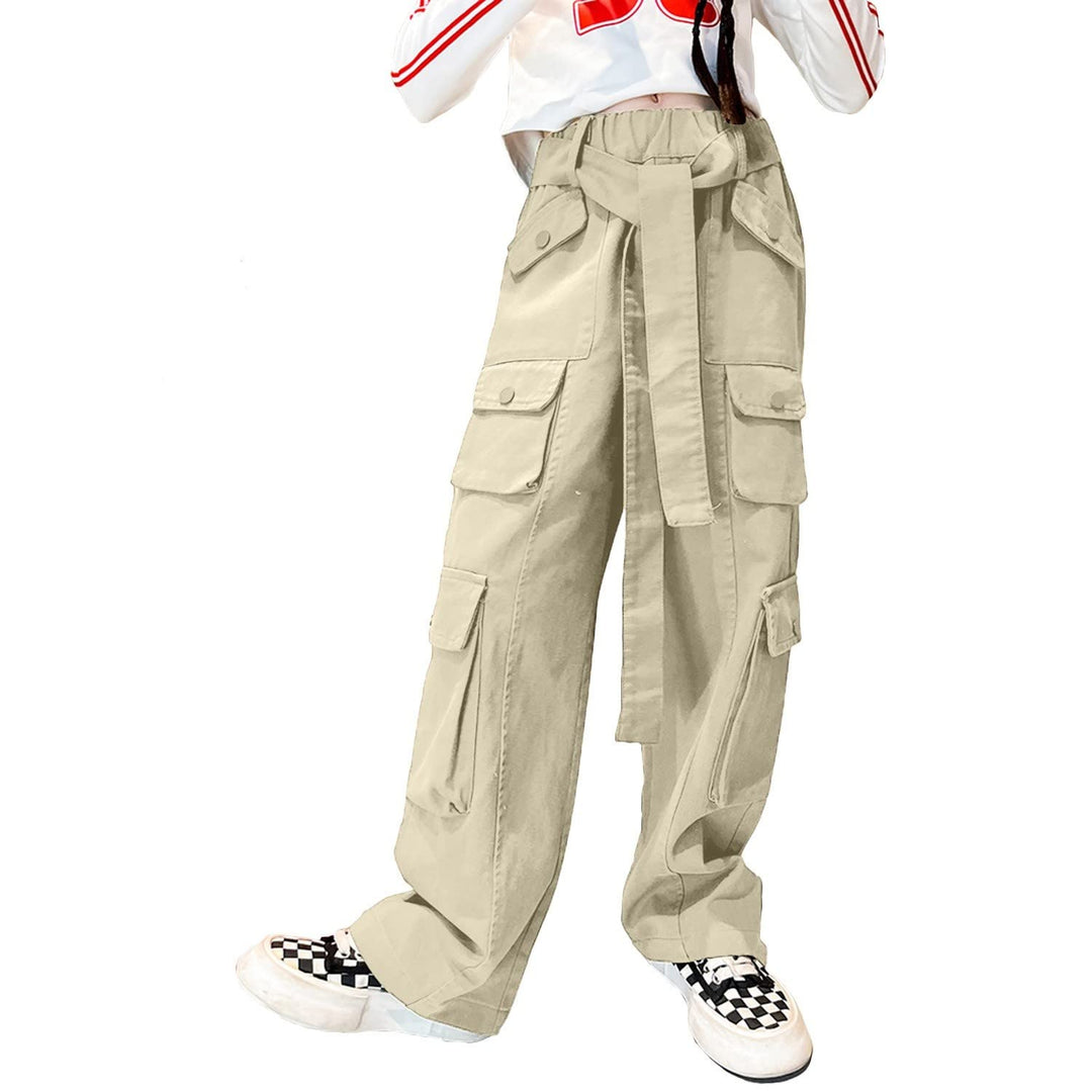 Rolanko Baggy Cargo Jeans für Mädchen, Elastische Hose mit Hoher Taille und Weitem Bein Y2K Jeanshos