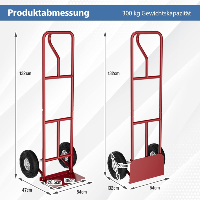 COSTWAY Sackkarre mit P-Griff, belastbar bis 300 kg, Metall Stapelkarre Schwerlast, Transportkarre m