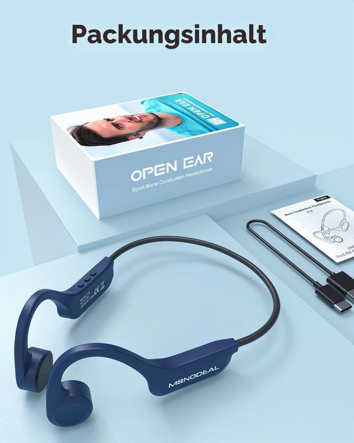 MONODEAL Knochenschall Kopfhörer Bluetooth 5.3 Open Ear Kopfhörer, Typ-C Ladeanschluss, IPX6 wasserd