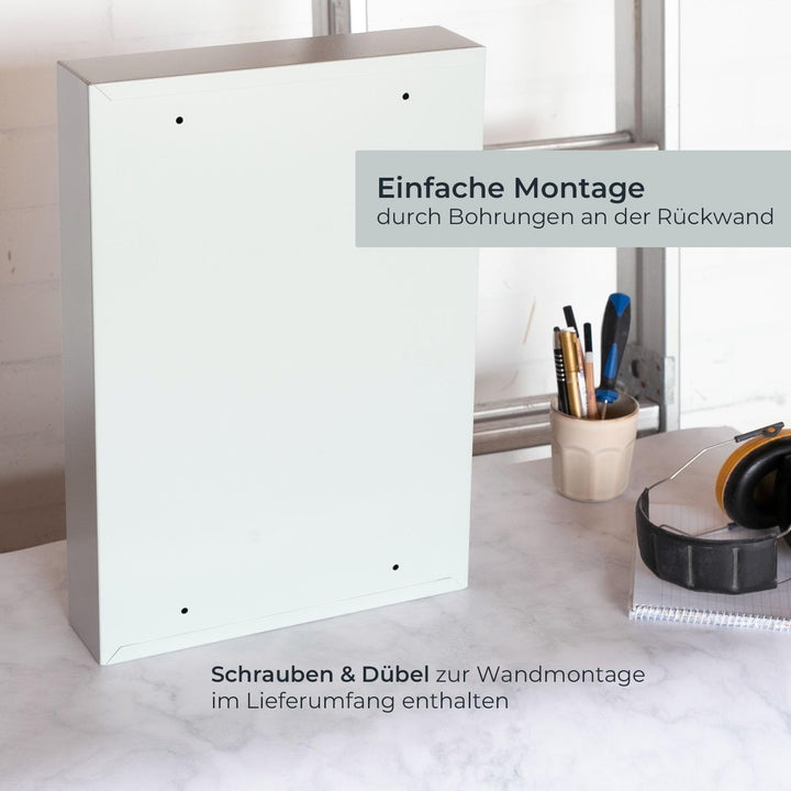 HMF Schlüsselschrank aus Stahl, abschliessbarer Schlüsselkasten für Büro, Verwaltung oder Fuhrpark |