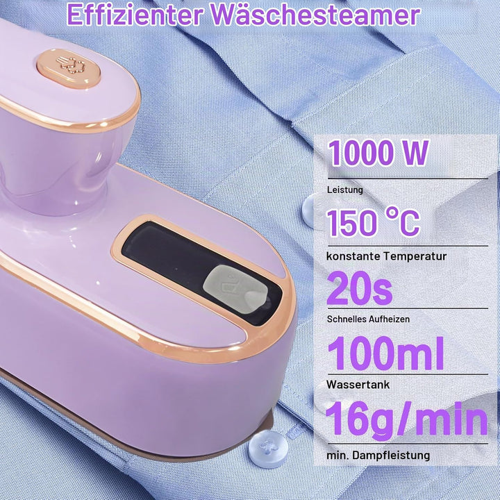 Hirsrian Dampfbügeleisen， Mini Dampfbügeleisen1000 W, Portable Bügeleisen Reise with Foldable Handle