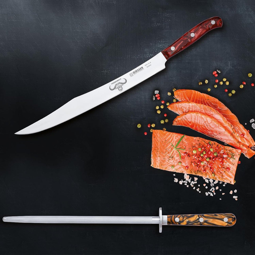 Giesser seit 1776 - Made in Germany - Wetzstahl 25 cm Spicy Orange, PremiumCut Steel No 1, Messersch