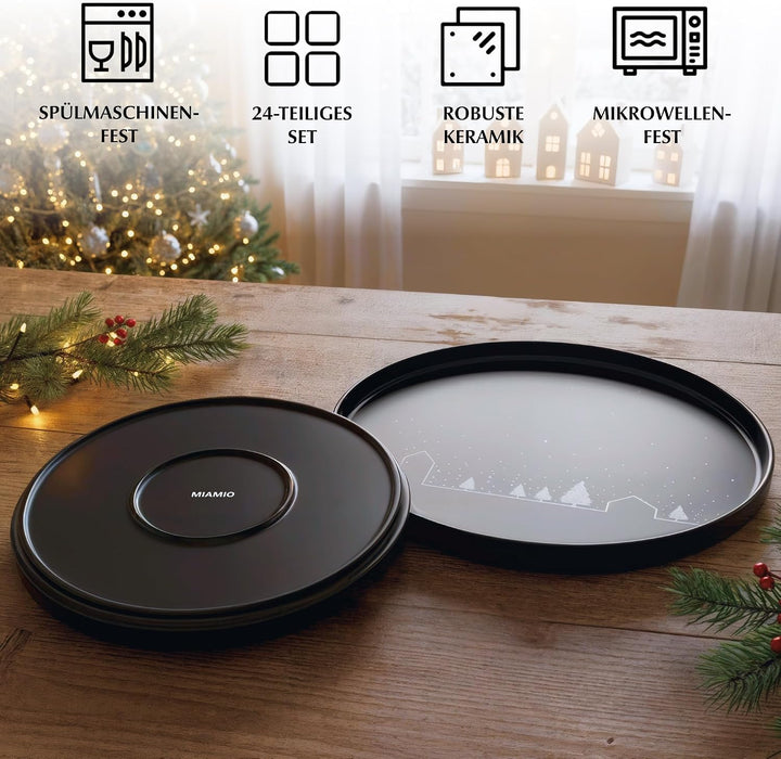 MIAMIO - Geschirrset/Tafelservice, Weihnachtsgeschirr (24-Teilig) - Vinter, 24-teilig
